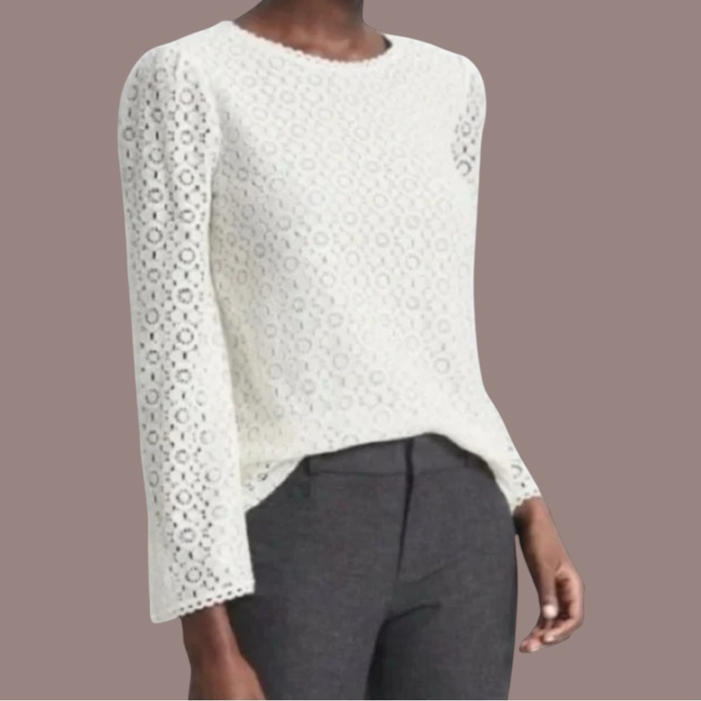 🌷Banana Republic White Lace Bell Sleeve Blouse Top Size XS 3/$30